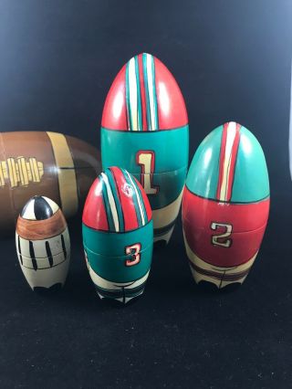 Vintage Enesco Nesting Dolls Football Sports Gift Novelty RARE 3