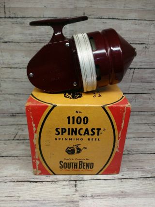 Vintage South Bend Spin Cast 1100 Model A Reel Made In Canada Box For Rod Pole