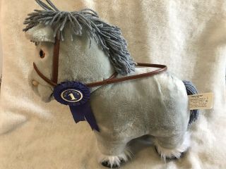 Vintage 1984 Cabbage Patch Gray Horse Pony Plush 15 " Tall W/ Best In Show Ribbon
