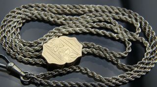 Antique Sterling Silver Pocket Watch Rope Chain Fob/necklace /gold Filled Slide