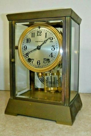 Antique Seth Thomas Empire 302 Chime Clock 8 Day Crystal Regulator W Key