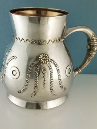 Rare Sterling Tiffany & Co Cup / Mug Indian Style Pattern C1870 