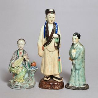 Three Antique Chinese Pottery And Porcelain Figures