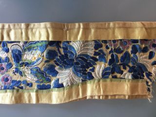 China Vintage Silk Hand Embroidered Cloth Blue 15x3.  5 Inches 5