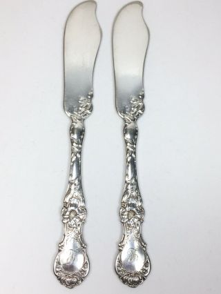 Antique 1902 Floral Flat Handle Butter Spreader Set Of 2 By 1835 R Wallace