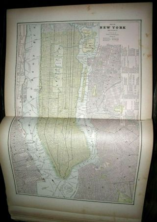 1891 World Atlas United States City Colored Maps Antique Elephant Folio Family