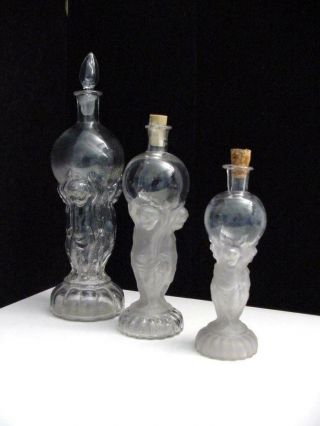 3 Antique Legras Figural Bottles,  Cherubs