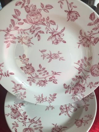 4 CHURCHILL DINNER PLATES FINE CHINA ENGLAND ANTIQUE ROSE PINK ON WHITE 2