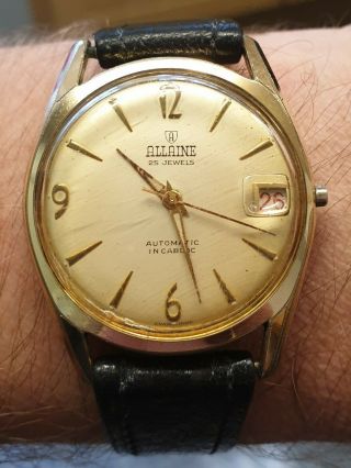 Allaine 25 Jewels Automatic Incabloc Gents Gold Plated Vintage Watch