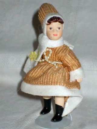 Vintage Porcelain Doll Winter Outfit Victorian Dollhouse 5 "