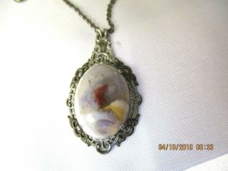 Antique Ostby Barton Sterling Silver Filigree Agate Necklace