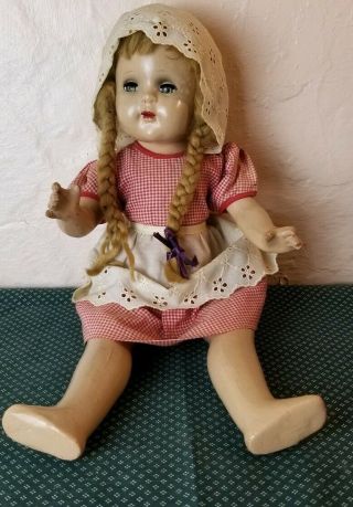 Vintage Composite Girl Doll,  17.  5 " Sleepy Eyes