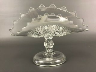 Antique U.  S.  Glass Co.  Clear Pressed Glass Banana Bowl Bulls - Eye & Fan C.  1905