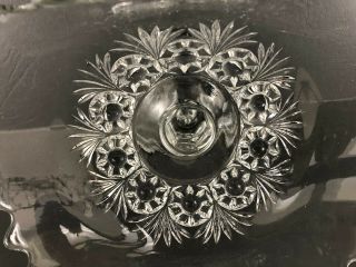 Antique U.  S.  Glass Co.  clear pressed glass banana bowl BULLS - EYE & FAN c.  1905 2