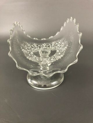 Antique U.  S.  Glass Co.  clear pressed glass banana bowl BULLS - EYE & FAN c.  1905 3