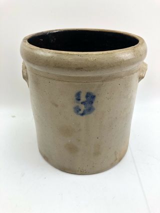 Antique Stoneware 3 Gallon Salt Glazed Cobalt Blue Crock