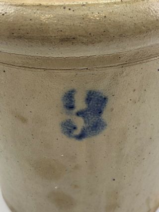 Antique Stoneware 3 Gallon Salt Glazed Cobalt Blue Crock 4