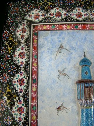 & Antique Islamic Mosque Large Hand Painted Enamel COPPER PLAQUE 2
