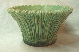 Antique C.  1920s 8 " Weller Ardsley Cattails Art Pottery Vase.  Exc.  Cond Noresrv