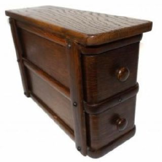 Antique Oak Two Drawer Unit Wooden Sewing Machine Cabinet Stand