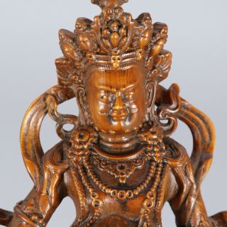 Chinese Exquisite Hand - carved Tibetan Buddha Carving Boxwood statue 2