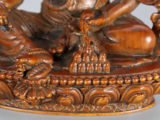 Chinese Exquisite Hand - carved Tibetan Buddha Carving Boxwood statue 4
