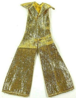 Vintage Clothes Mod Fashion Doll 12 " - 14 " Gold Lame Jumpsuit