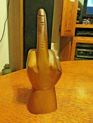 Vintage 1960s - 70s Middle Finger Wood Carving Made In The Philippines The Bird