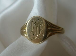 Womens Vtg Antique 10k Yellow Gold Victorian Signet Monogram Ring,  Size 6