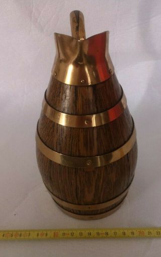French Vintage Wine Or Cider Brass & Wood /copper Jug/ewer/pitcher N°5