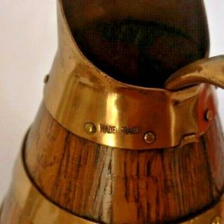 French Vintage Wine or Cider Brass & Wood /Copper Jug/Ewer/Pitcher n°5 4