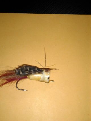 Vintage Fly Wood And Hair/feather Popper Vintage,  Topwater Bait.
