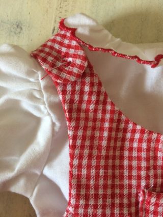 American Girl BITTY BABY Playtime Overalls Blouse & Hat Red & White Gingham 3