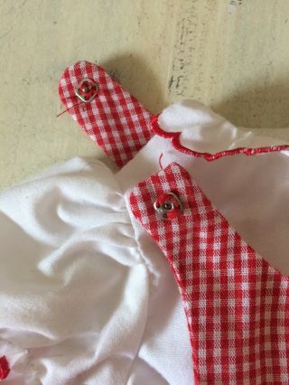 American Girl BITTY BABY Playtime Overalls Blouse & Hat Red & White Gingham 4