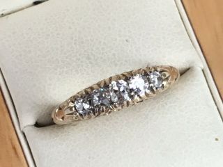 Antique 18ct Gold 5 - Stone Diamond Ring,  C.  1910/20 Approx.  1/2carat - Size O