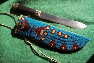 Antique Trade Knife And Plains Beaded Sheath