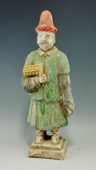 Large Ming Dynasty Chinese Terracotta Glazed Tomb Attendent Figure (40m)