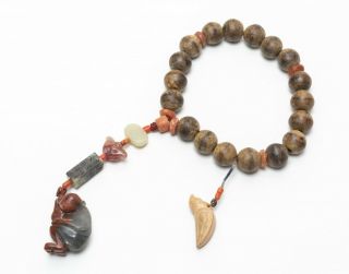 19th Chinese Antique Agarwood And Agate Prayer Beads