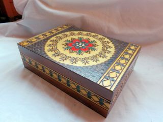 A Vintage Hand Made Painted Russian Pokerworked Wooden Good Sized Box