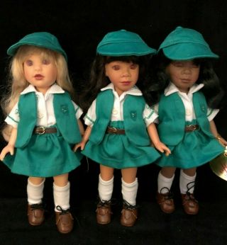 Three 8 1/2 " Effanbee Girl Scout Vinyl Dolls