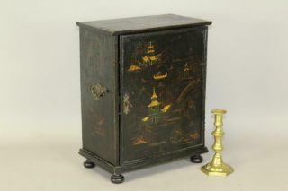 Rare 18th C William & Mary Spice Chest With Its Japanned Decoration