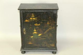 RARE 18TH C WILLIAM & MARY SPICE CHEST WITH ITS JAPANNED DECORATION 2