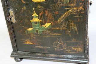 RARE 18TH C WILLIAM & MARY SPICE CHEST WITH ITS JAPANNED DECORATION 4