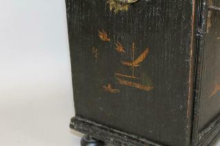 RARE 18TH C WILLIAM & MARY SPICE CHEST WITH ITS JAPANNED DECORATION 6
