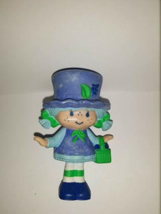 Vintage Strawberry Shortcake Pvc Figurine - Blueberry Muffin With A Berry Basket