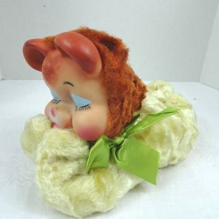 Vintage Rushton Rubber Face Sleeping Teddy Bear Plush Stuffed Bed Toy