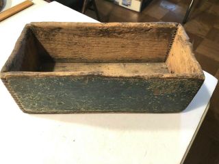 Late 19th Century Primitive Box Traces Old Green Paint Barn Fresh Dovetailed
