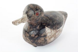 Vintage Decoy Duck With Glass Eyes Hand Carved