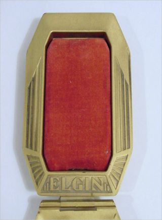 Antique Gold Tone Art Deco Elgin Metal Eagle Watch Box - Empty 4