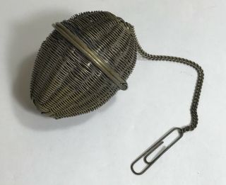 Vintage Antique Brass Wire Mesh Basket Tea Infuser Strainer